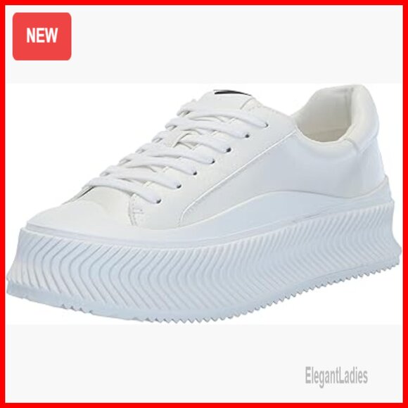 Shoes - Chunky Platform Sneakers with Wavy Ribbed Sole, Lace-Up Closure